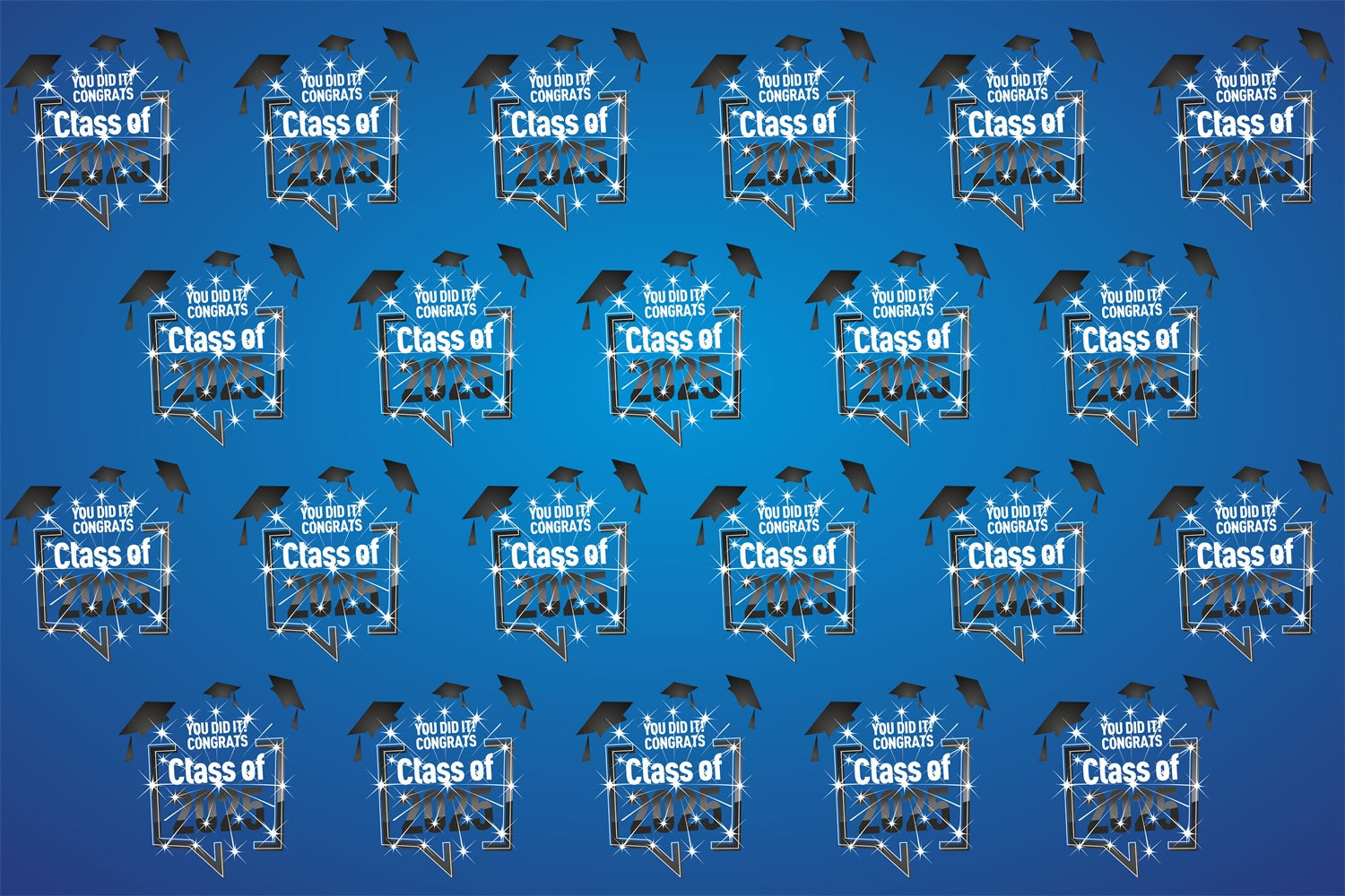 Custom Graduation Backdrop Dazzling Cap Blue Graduation Party Backdrop UK BRP3-17