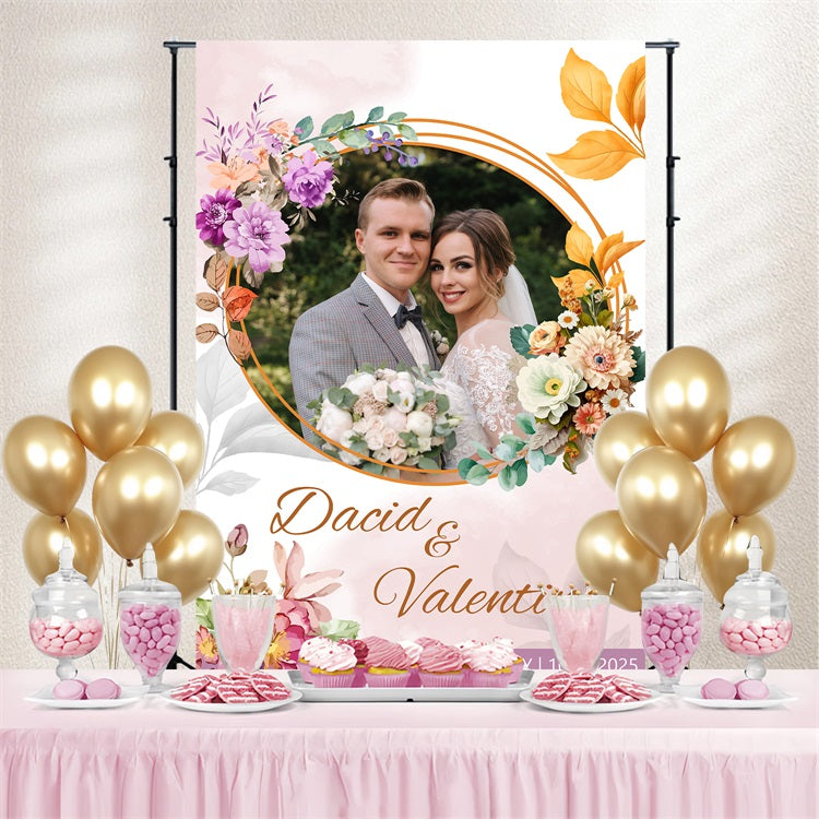 Wedding Photo Backdrop Love Circle Wreath Personalised Backdrop UK BRP3-213