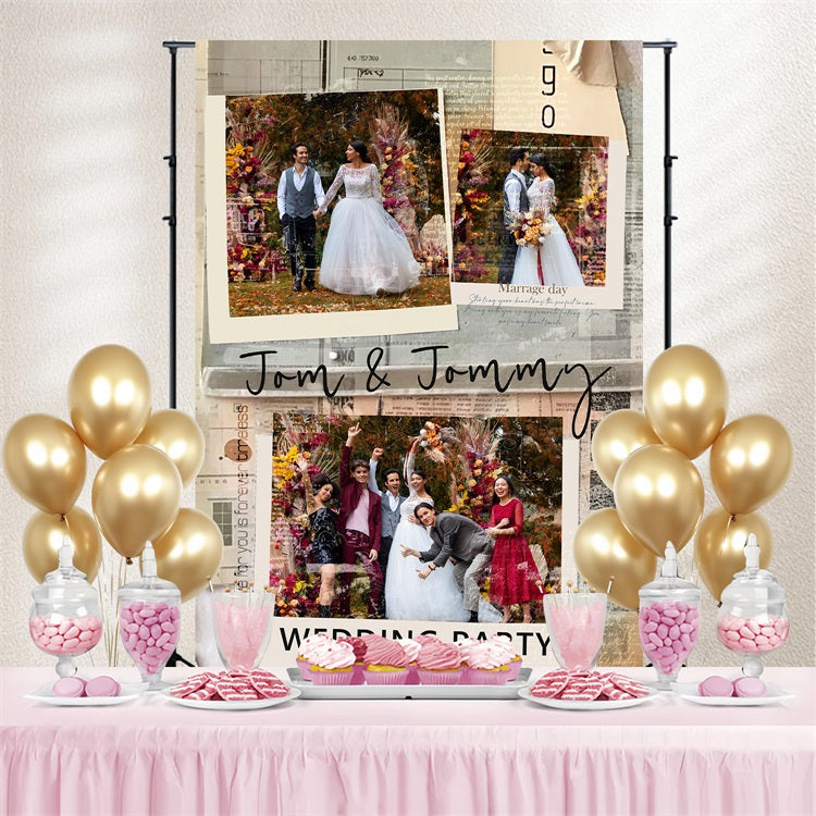 Wedding Photo Backdrop Ideas Vintage Newspaper Customized Backdrop UK BRP3-216