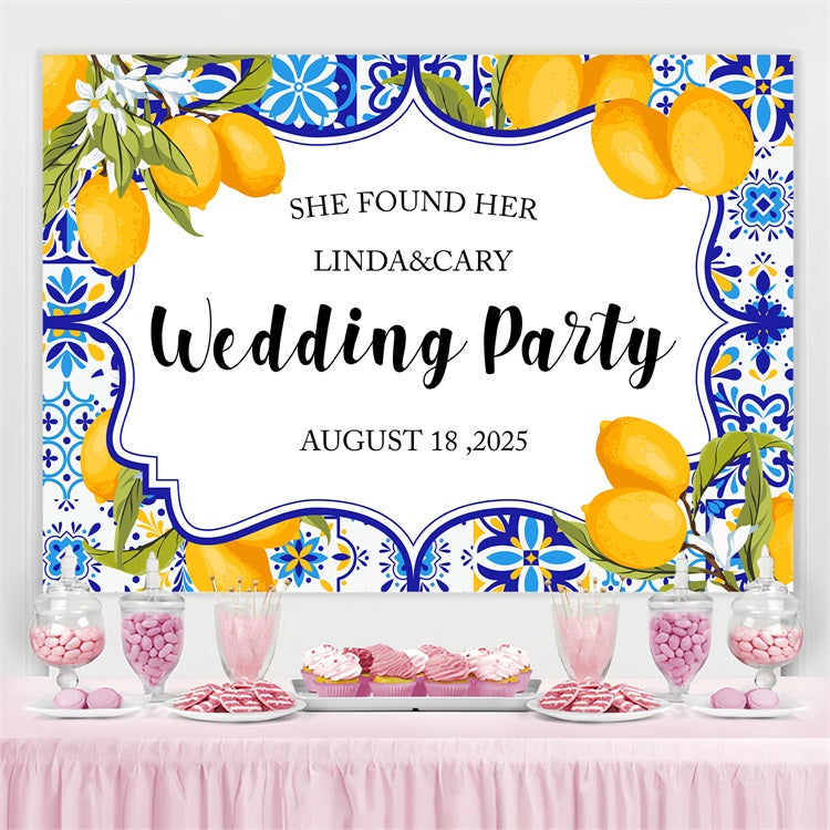 Wedding Backdrop Ideas Lemon Floral Pattern Customized Backdrop UK BRP3-218