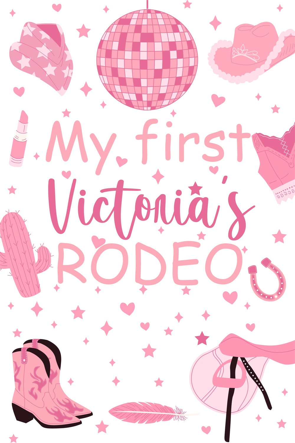 Custom Made Birthday Backdrops Glamorous Pink Cowgirl Backdrop UK BRP3-40