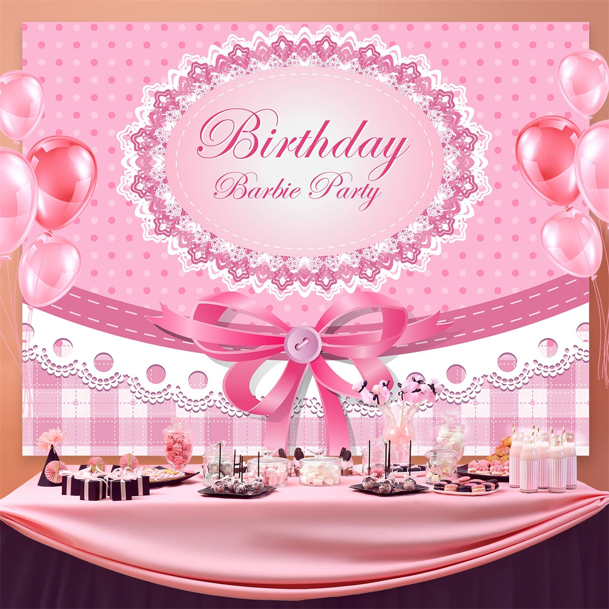 Personalized Backdrop For Birthday Vintage Lace Ribbon Backdrop UK BRP3-45
