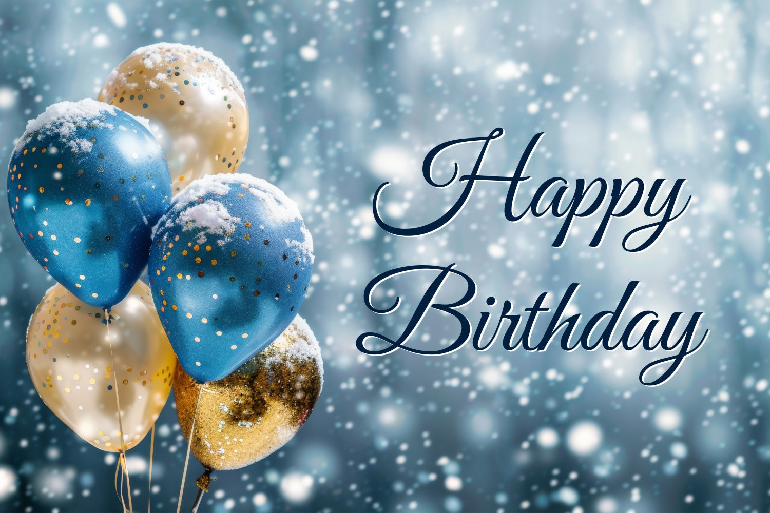 Custom Birthday Backdrops Winter Wonderland Balloons Backdrop UK BRP3-68