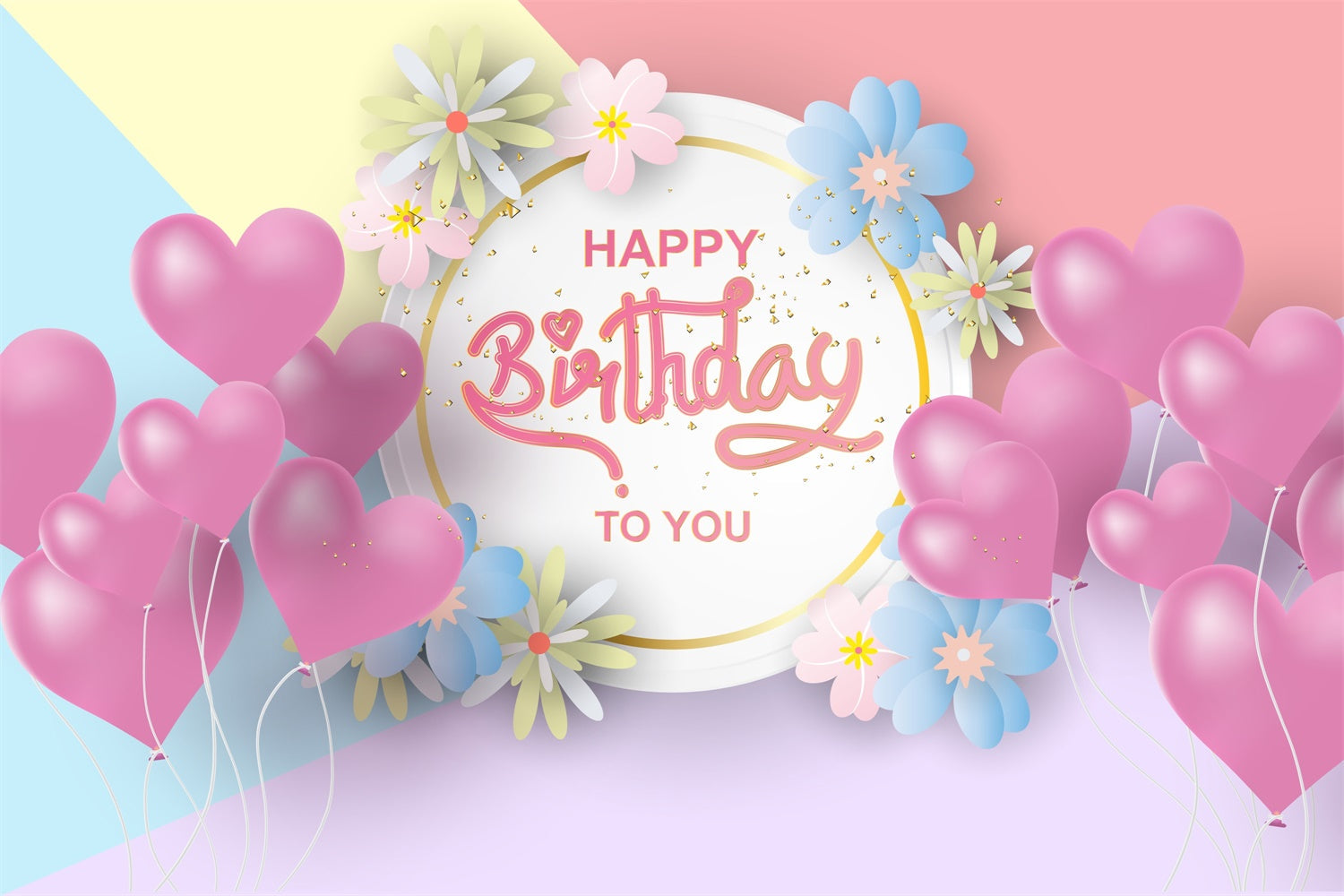 Customize Backdrop For Birthday Romantic Floral Balloon Backdrop UK BRP3-73