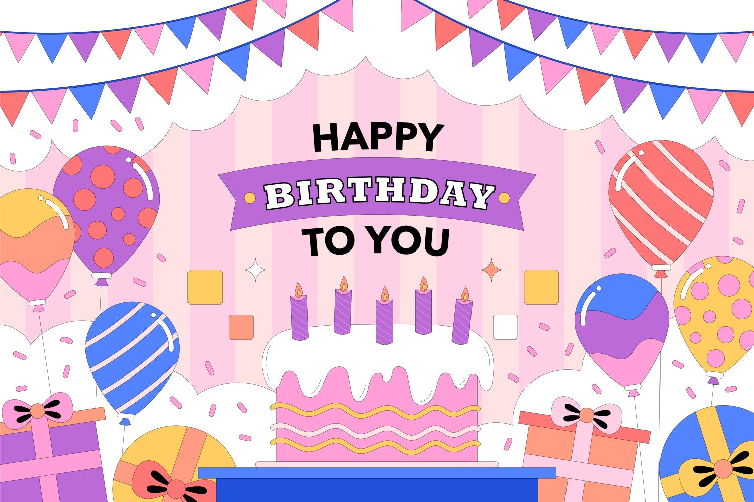 Customized Backdrop For Birthday Colorful Balloons Cake Backdrop UK BRP3-75