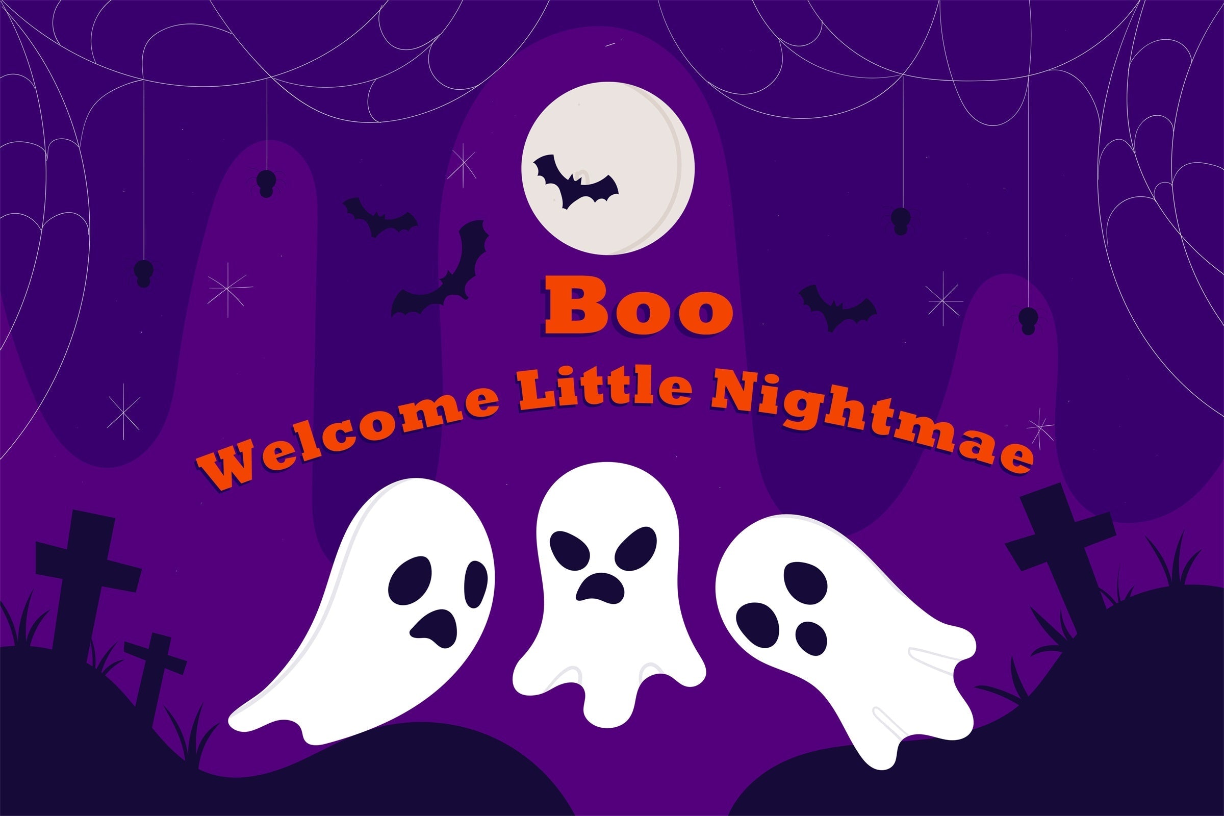 Personalized Backdrop For Birthday Graveyard Ghost Party Backdrop UK BRP3-91