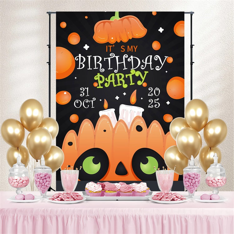 Custom Backdrops For Birthdays Spooky Pumpkin Party Backdrop UK BRP3-92