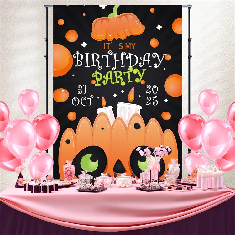Custom Backdrops For Birthdays Spooky Pumpkin Party Backdrop UK BRP3-92