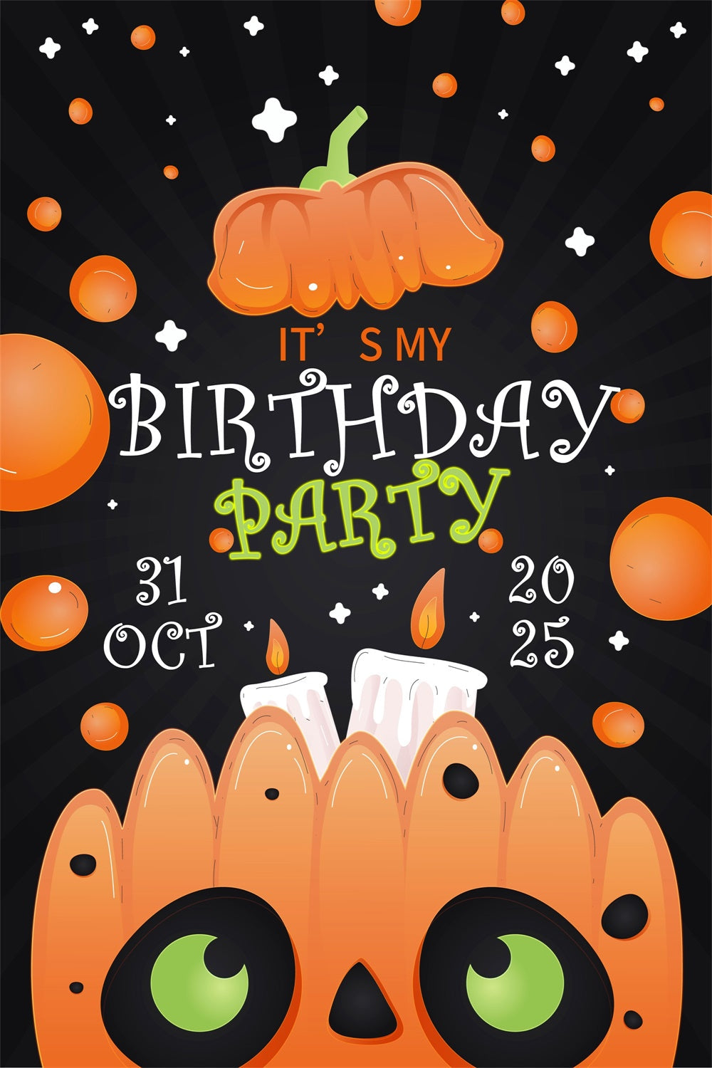 Custom Backdrops For Birthdays Spooky Pumpkin Party Backdrop UK BRP3-92