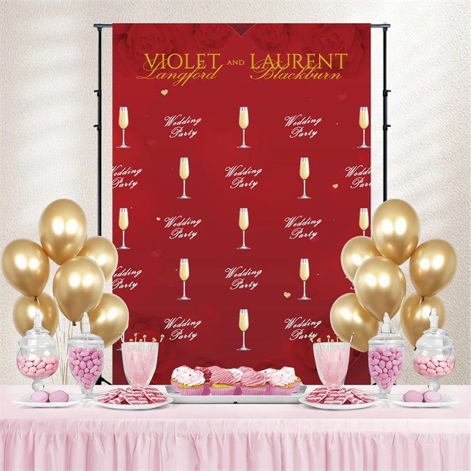 Wedding Ceremony Backdrop Red Rose Champagne Custom Backdrop UK BRP4-108