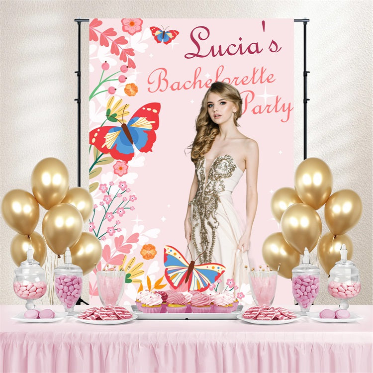 Backdrops For Weddings Pink Floral Butterfly Personalized Backdrop UK BRP4-111