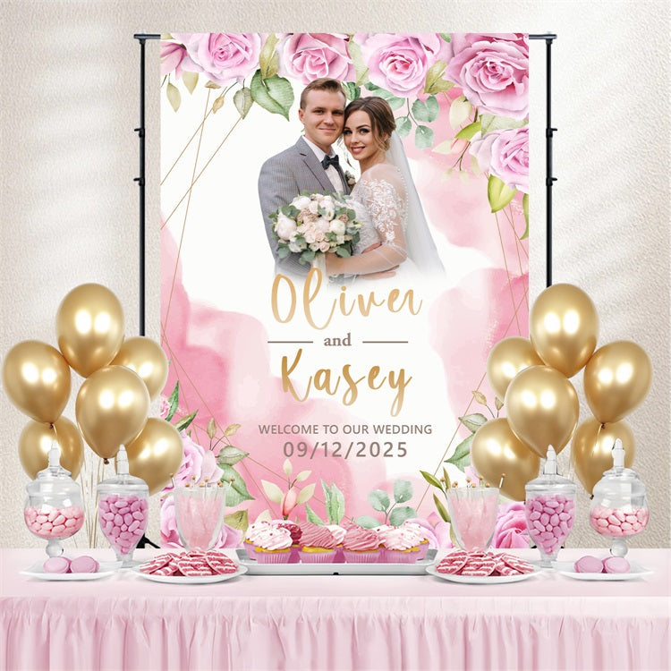 Backdrops For Wedding Blush Pink Rose Customized Backdrop UK BRP4-129