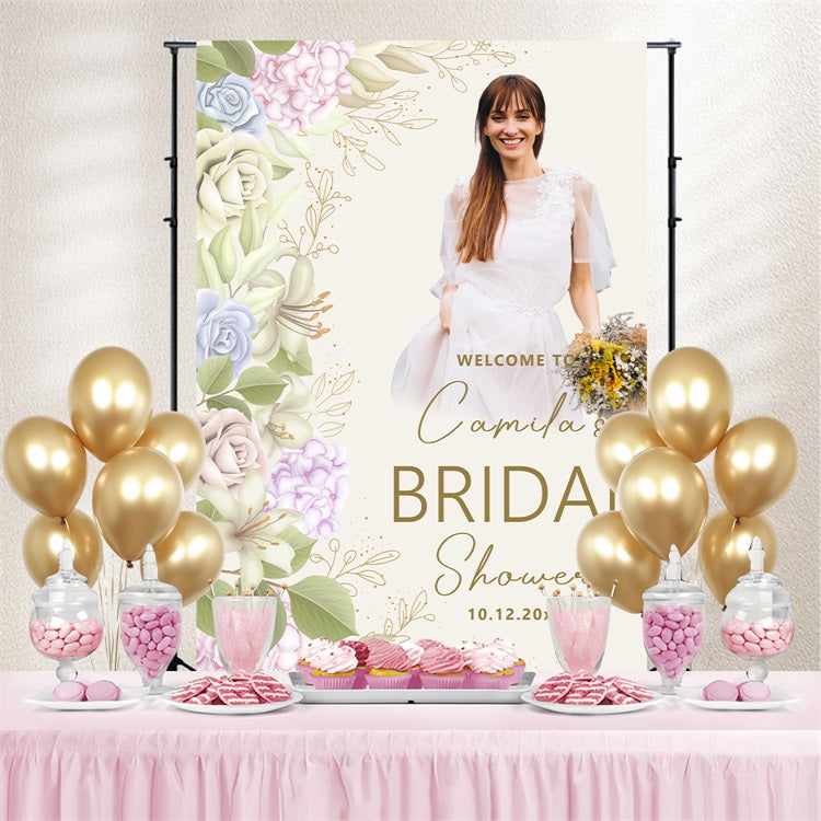 Bridal Shower Photo Backdrop Pastel Florals Personalized Backdrop UK BRP4-140