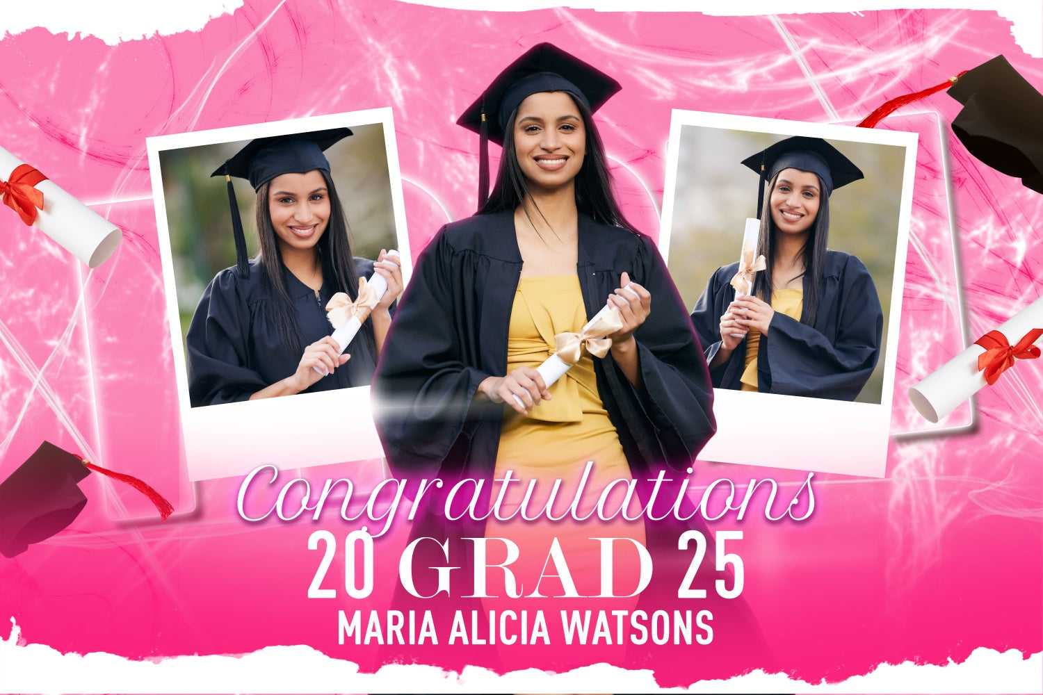Graduated Backdrop Pink Sparkle Custom Graduation Party Backdrop UK BRP4-162