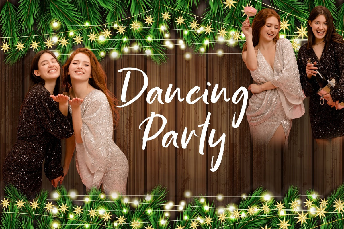 Dance Party Backdrops Wood Wall String Lights Personalized Backdrop UK BRP4-201