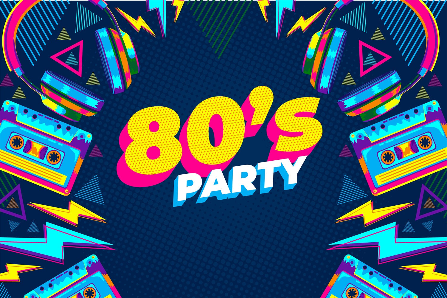 Dance Backdrop Comic Style 80s Dance Party Customized Backdrop UK BRP4-215