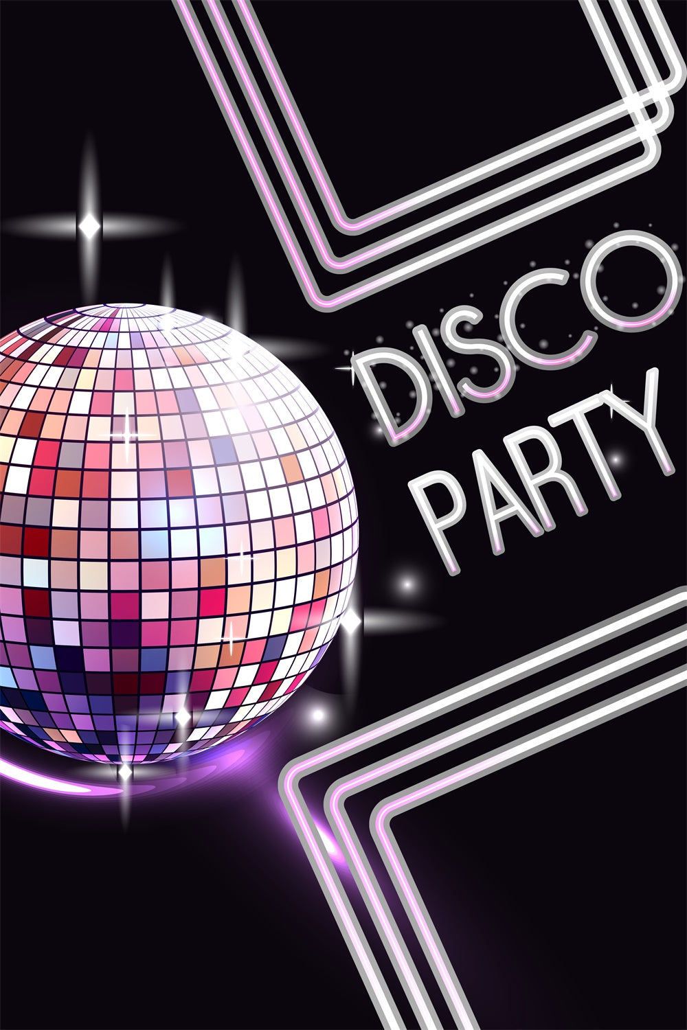 Dance Photo Backdrop Disco Ball Neon Lines Personalized Backdrop UK BRP4-222