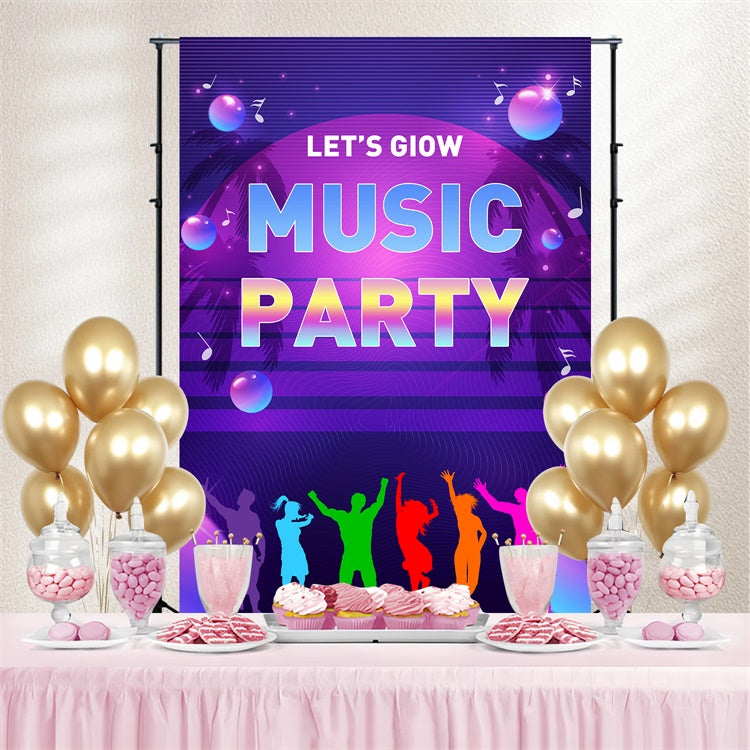 Dance Backdrop Ideas Palm Neon Music Dance Customized Backdrop UK BRP4-223