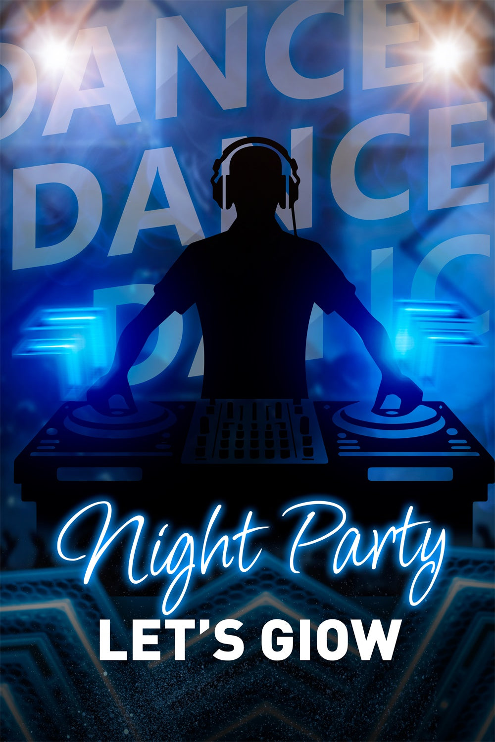 Backdrop For Dance Blue Glow Dance Vibes Personalized Backdrop UK BRP4-224