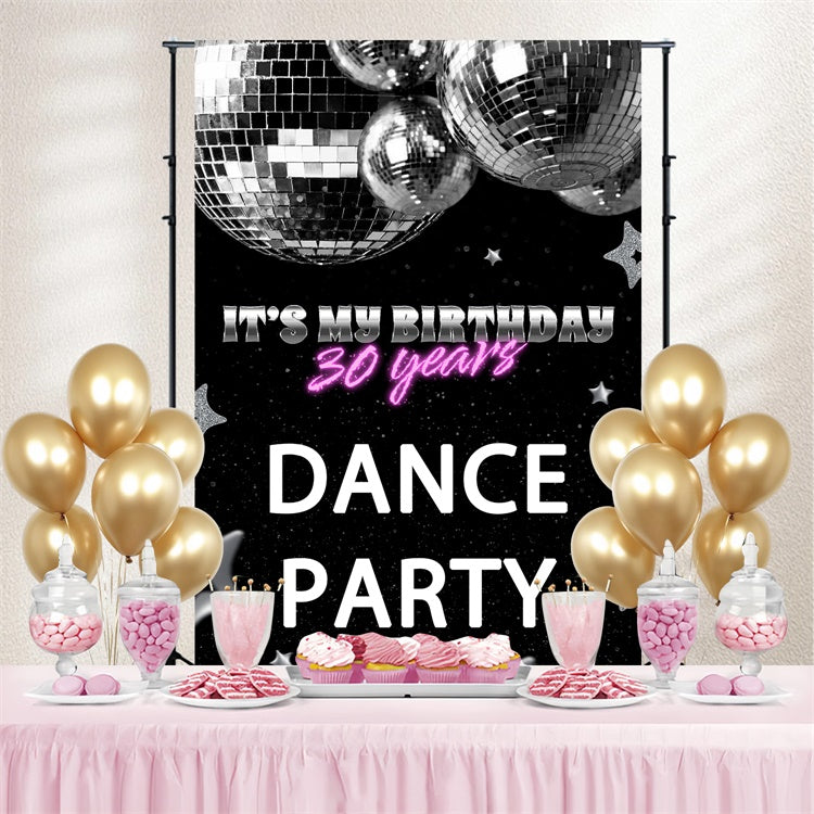 Dance Photo Backdrop Silver Disco Ball Black Customized Backdrop UK BRP4-229