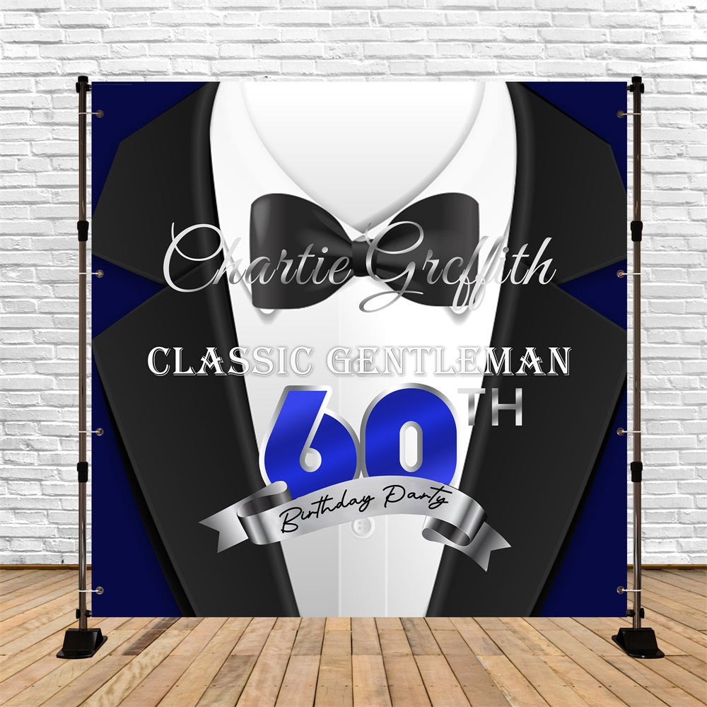 60th Birthday Backdrops Tuxedo Style Elegant Custom Backdrop UK BRP5-105