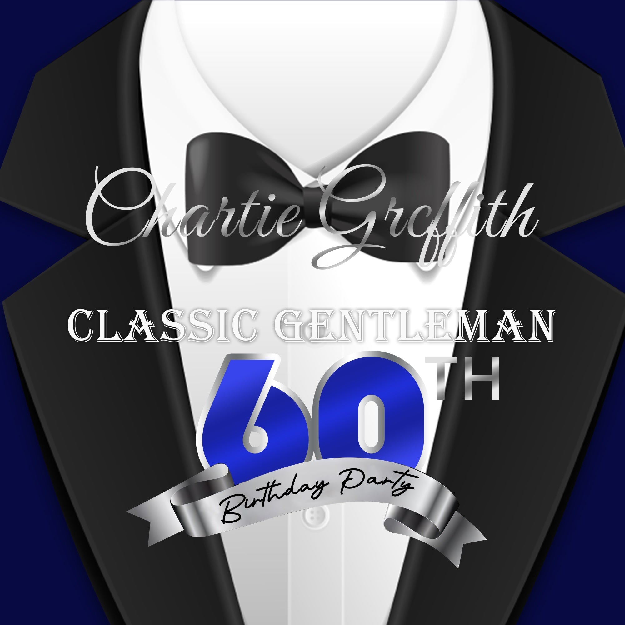 60th Birthday Backdrops Tuxedo Style Elegant Custom Backdrop UK BRP5-105