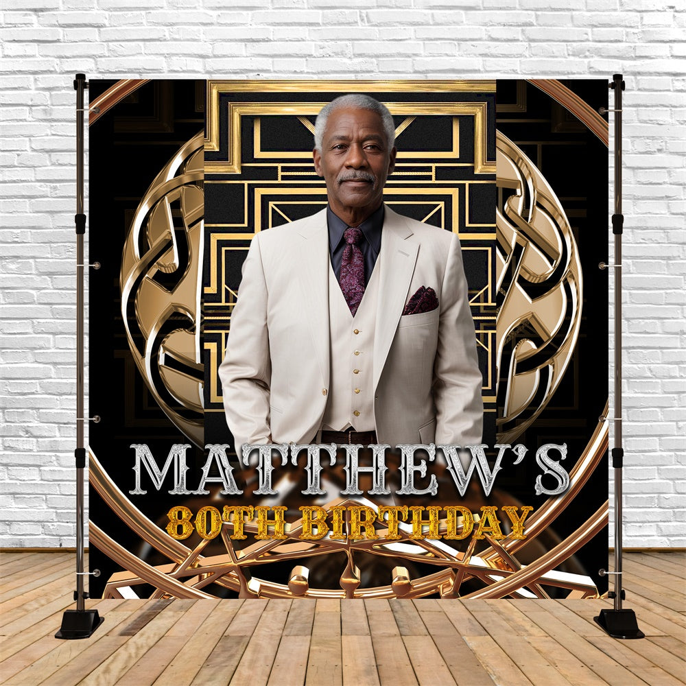 Personalized Birthday Backdrop Elegant 80th Regal Frame Backdrop UK BRP5-110