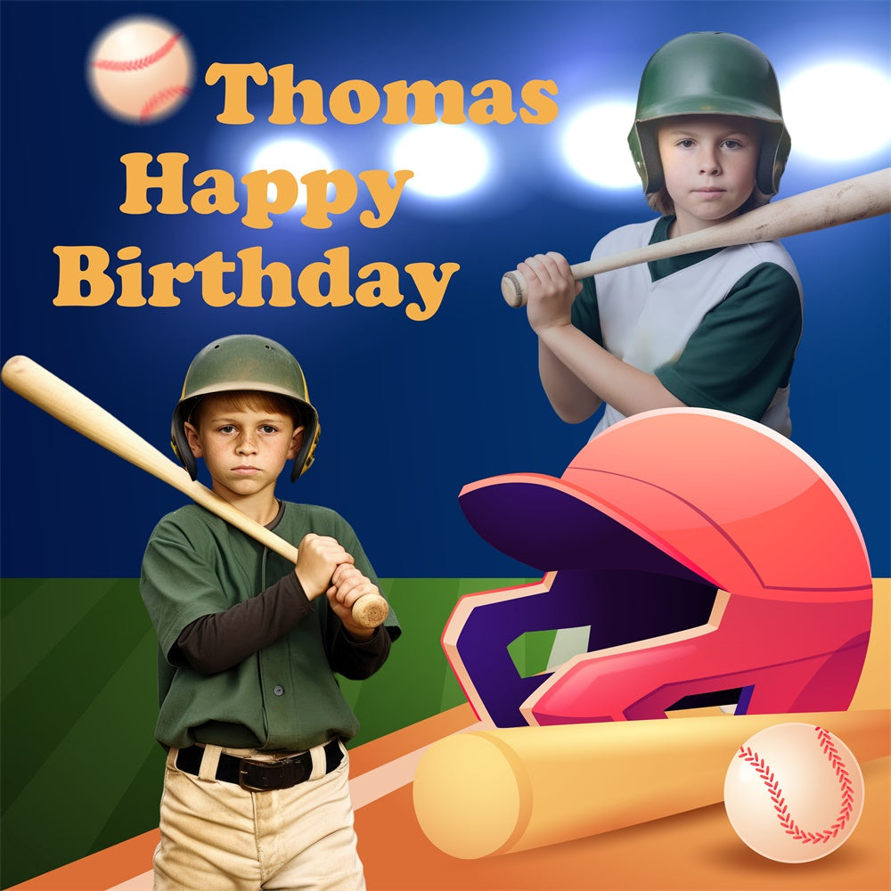 Custom Birthday Backdrops Baseball Field Birthday Bash Backdrop UK BRP5-114