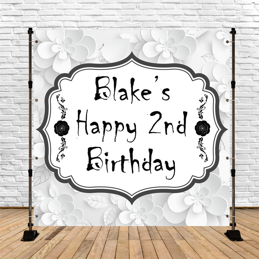 Custom Birthday Backdrops Artistic Elegant Floral 2nd Backdrop UK BRP5-144