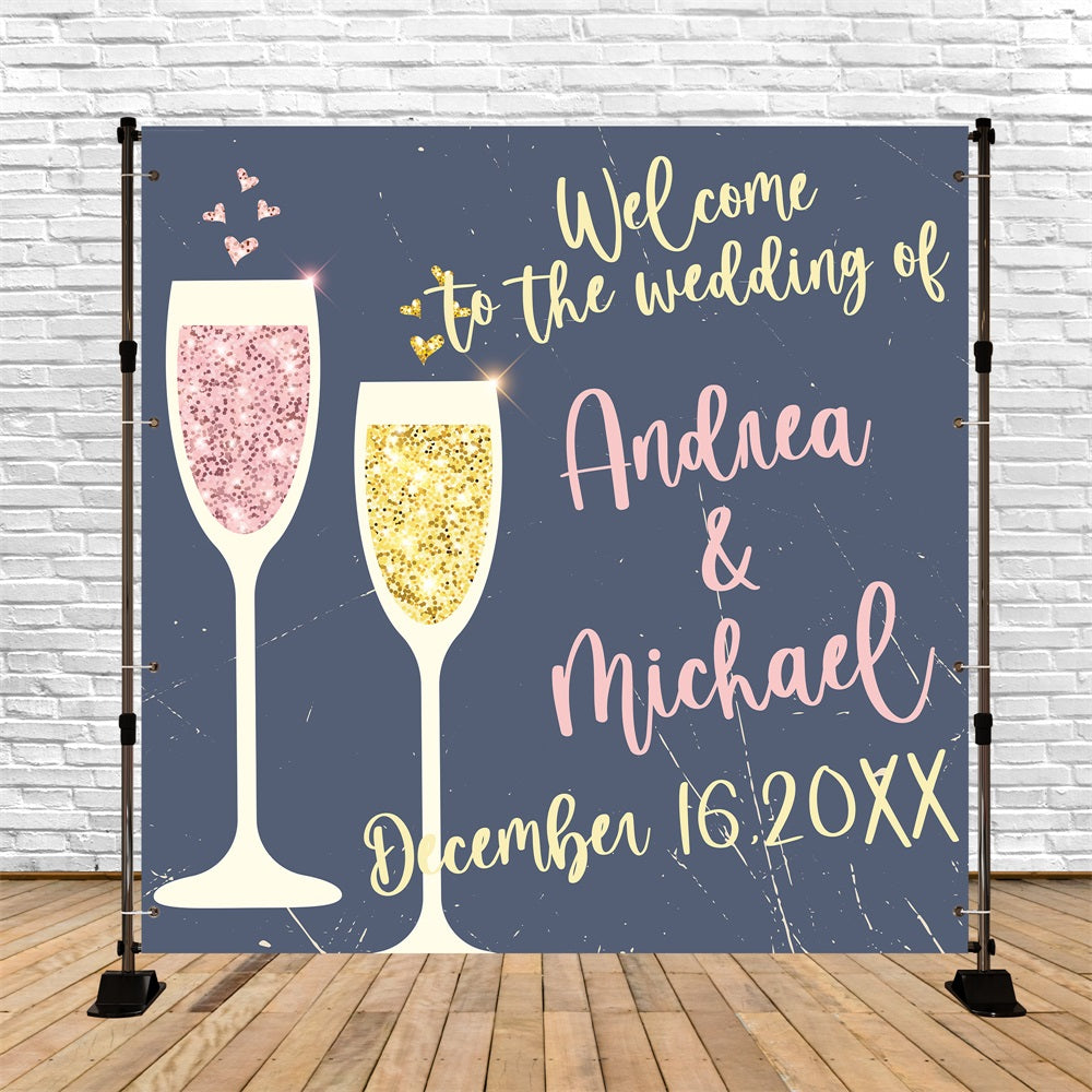 Wedding Ceremony Backdrop Glitter Champagne Love Personalized Backdrop UK BRP5-172