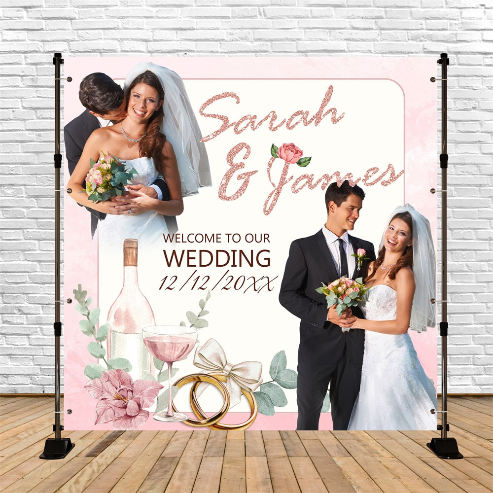 Backdrop Wedding Bliss Wine Roses Customized Backdrop UK BRP5-173