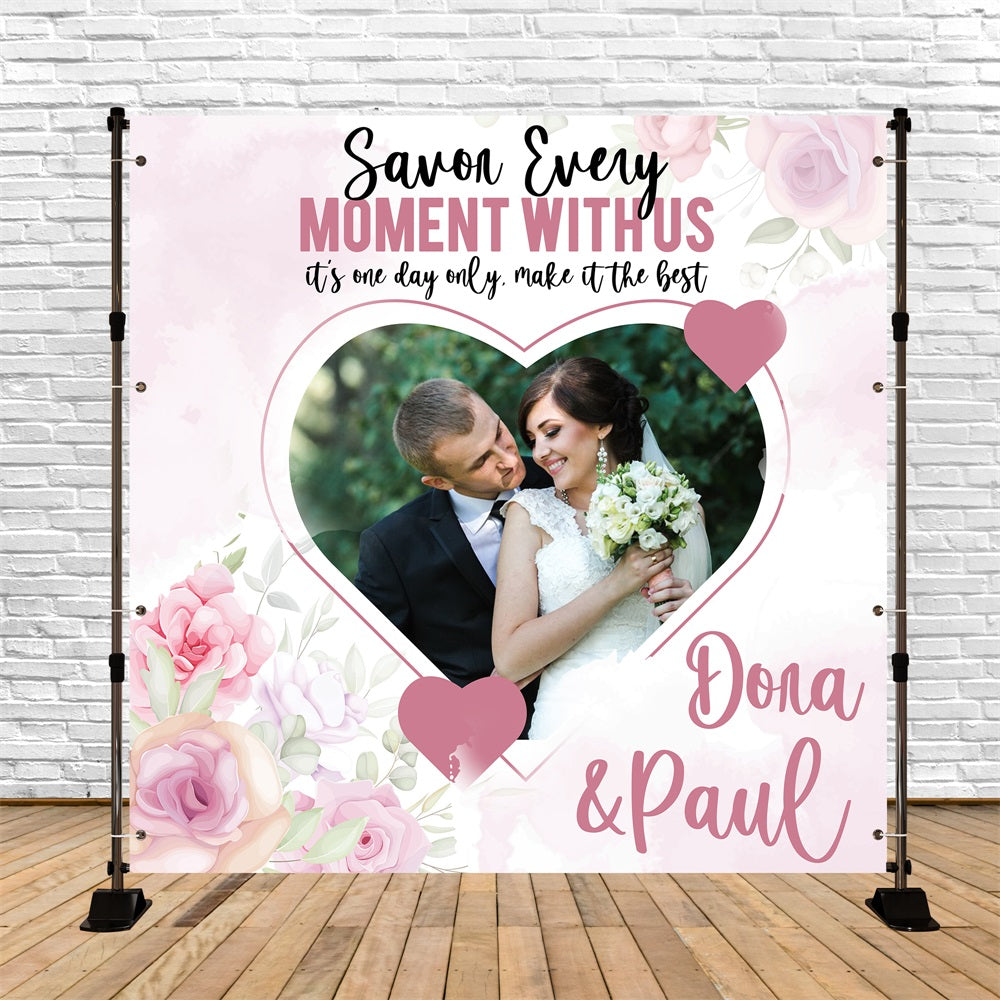 Wedding Backdrop Design Rose Garden Heart Personalised Backdrop UK BRP5-174