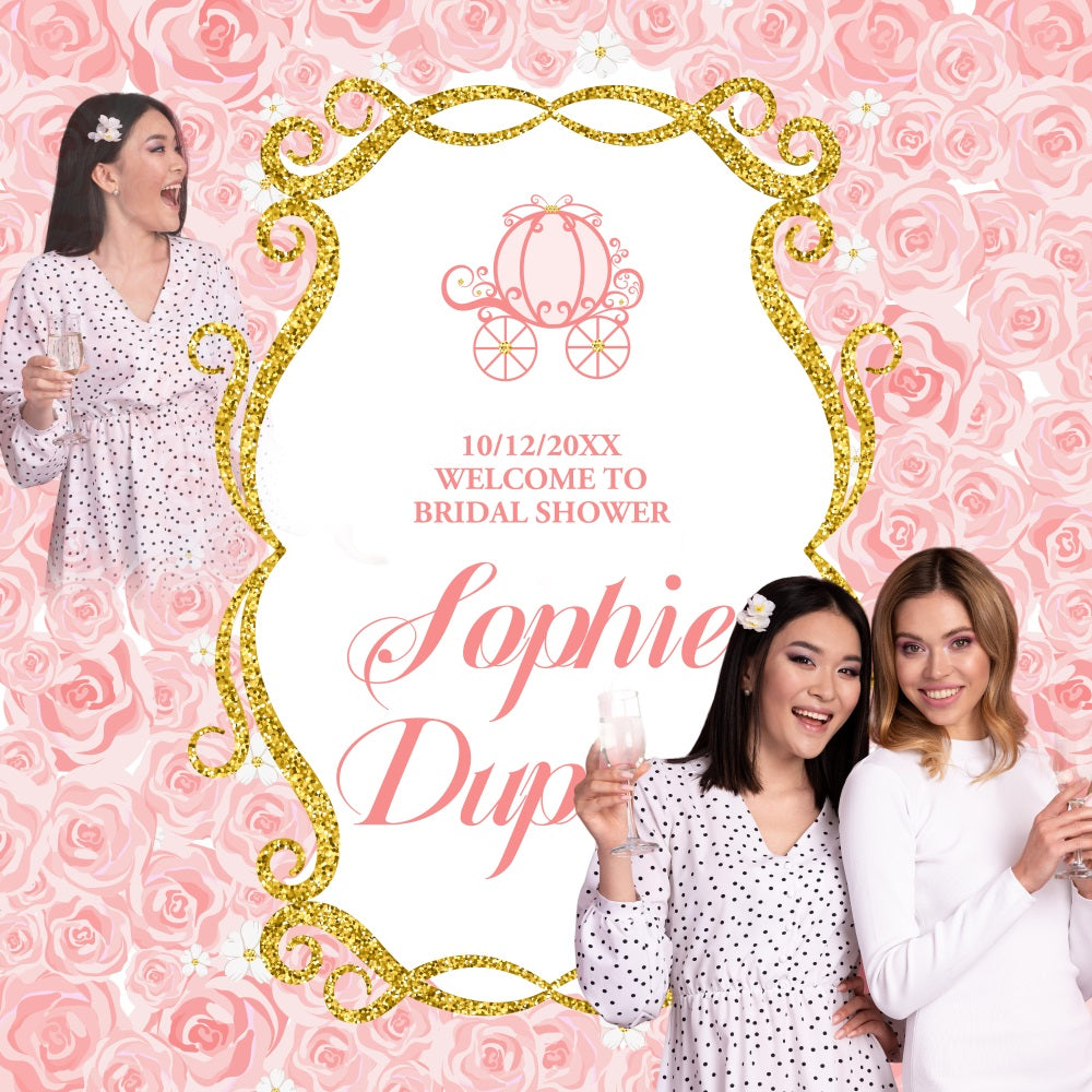 Bridal Shower Photo Backdrop Pink Floral Fantasy Custom Backdrop UK BRP5-175
