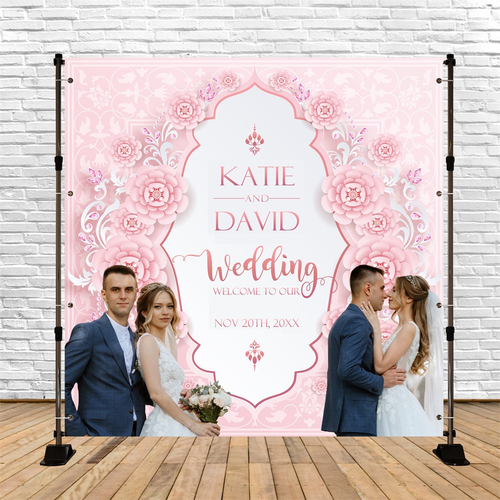 Elegant Wedding Backdrop Romantic Floral Pattern Personalized Backdrop UK BRP5-176