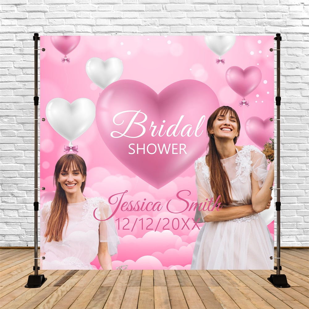 Bridal Shower Backdrop Pink Clouds Love Balloons Customized Backdrop UK BRP5-178