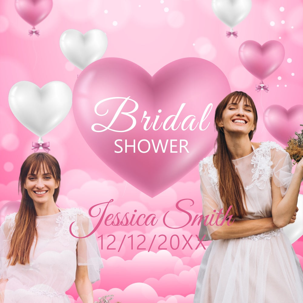 Bridal Shower Backdrop Pink Clouds Love Balloons Customized Backdrop UK BRP5-178