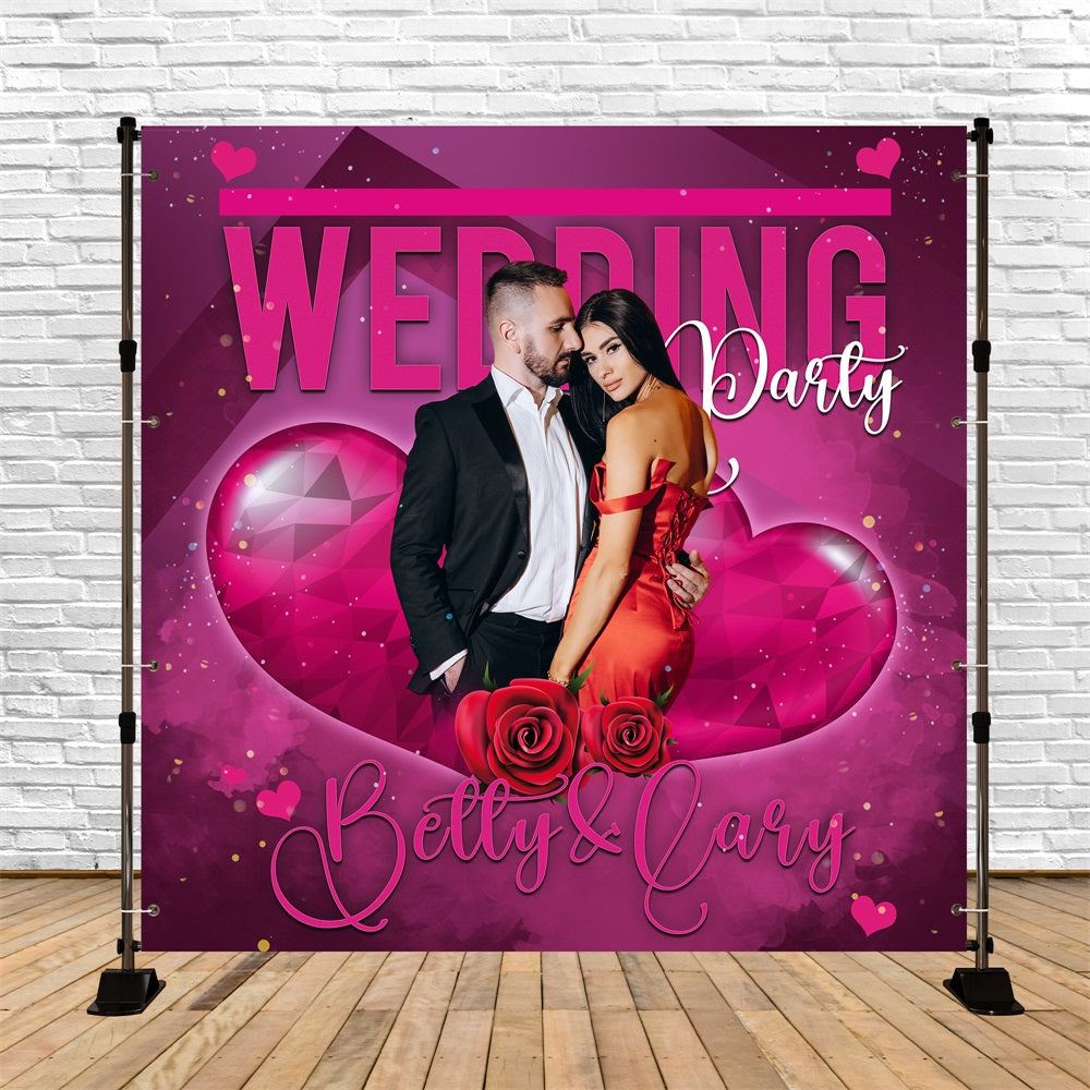 Wedding Backdrops Bold Love Rose Personalised Backdrop UK BRP5-179