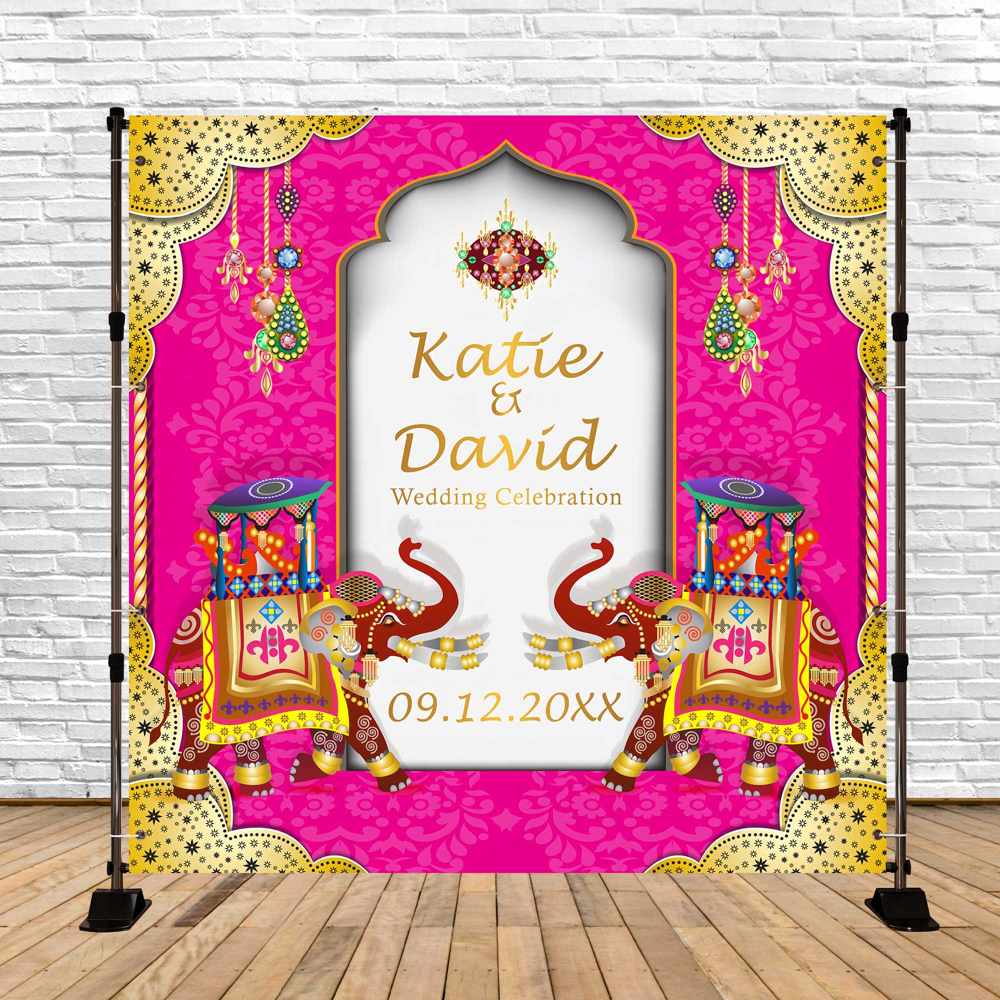 Indian Wedding Backdrop Royal Elephant Personalized Backdrop UK BRP5-181