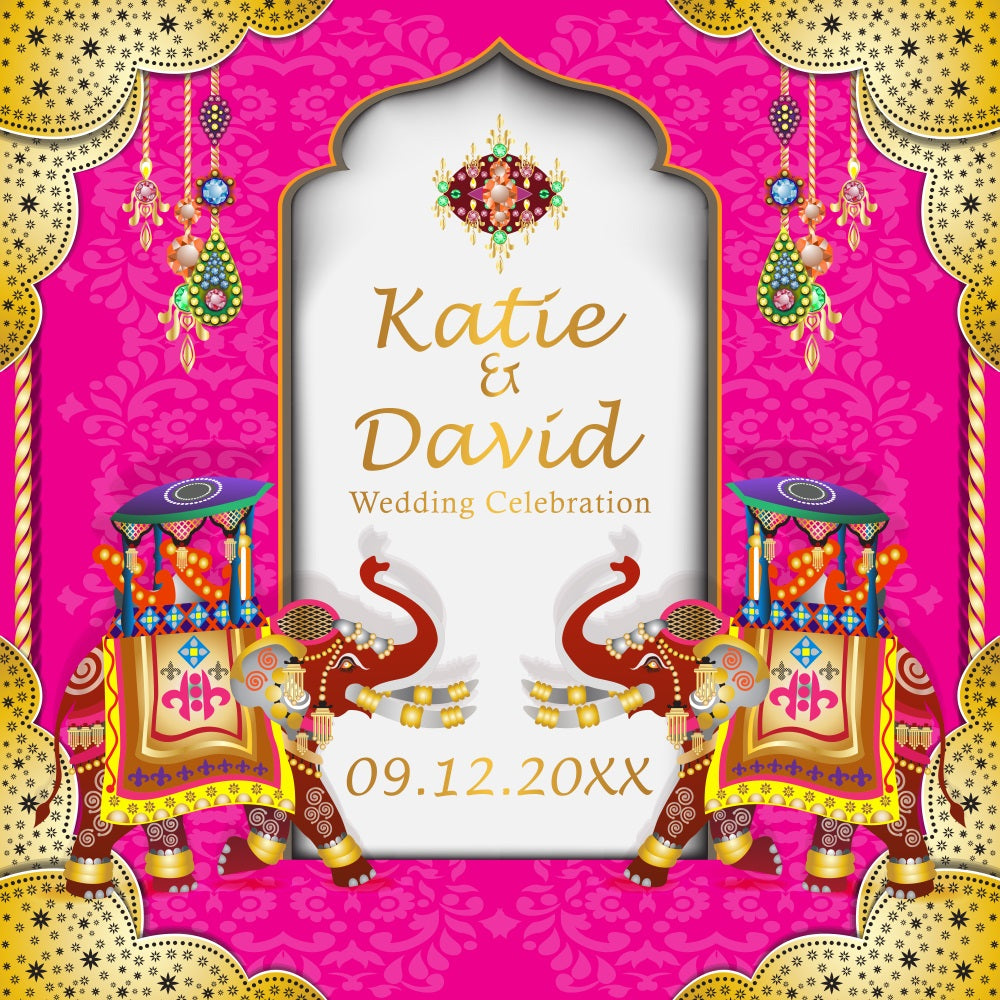 Indian Wedding Backdrop Royal Elephant Personalized Backdrop UK BRP5-181