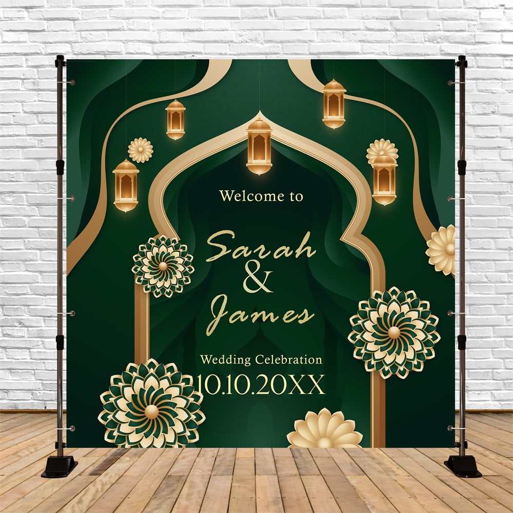 Wedding Photo Backdrop Golden Lantern Arch Personalised Backdrop UK BRP5-183