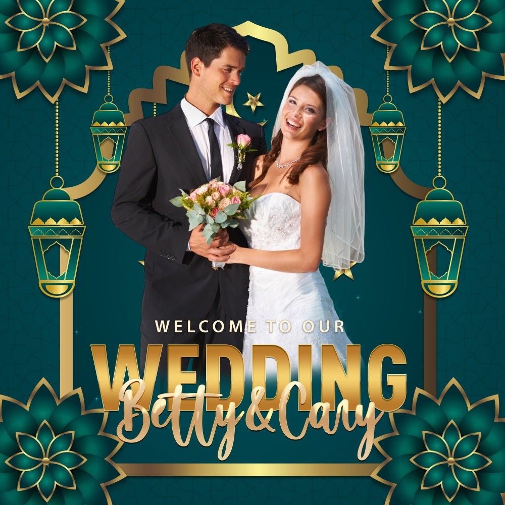 Backdrops For Weddings Green Gold Floral Custom Backdrop UK BRP5-184