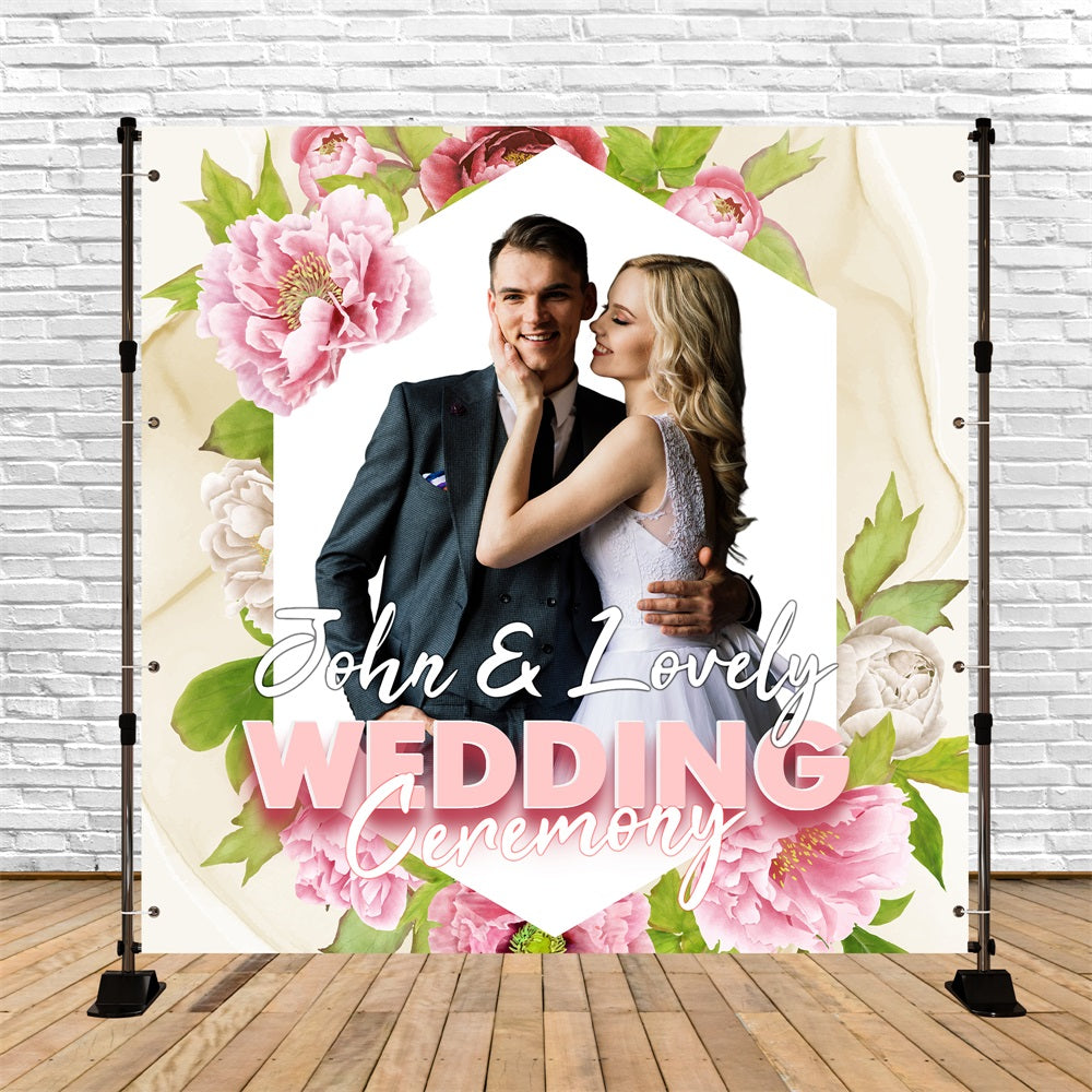 Wedding Photo Backdrop Ideas Peony Floral Personalized Backdrop UK BRP5-186