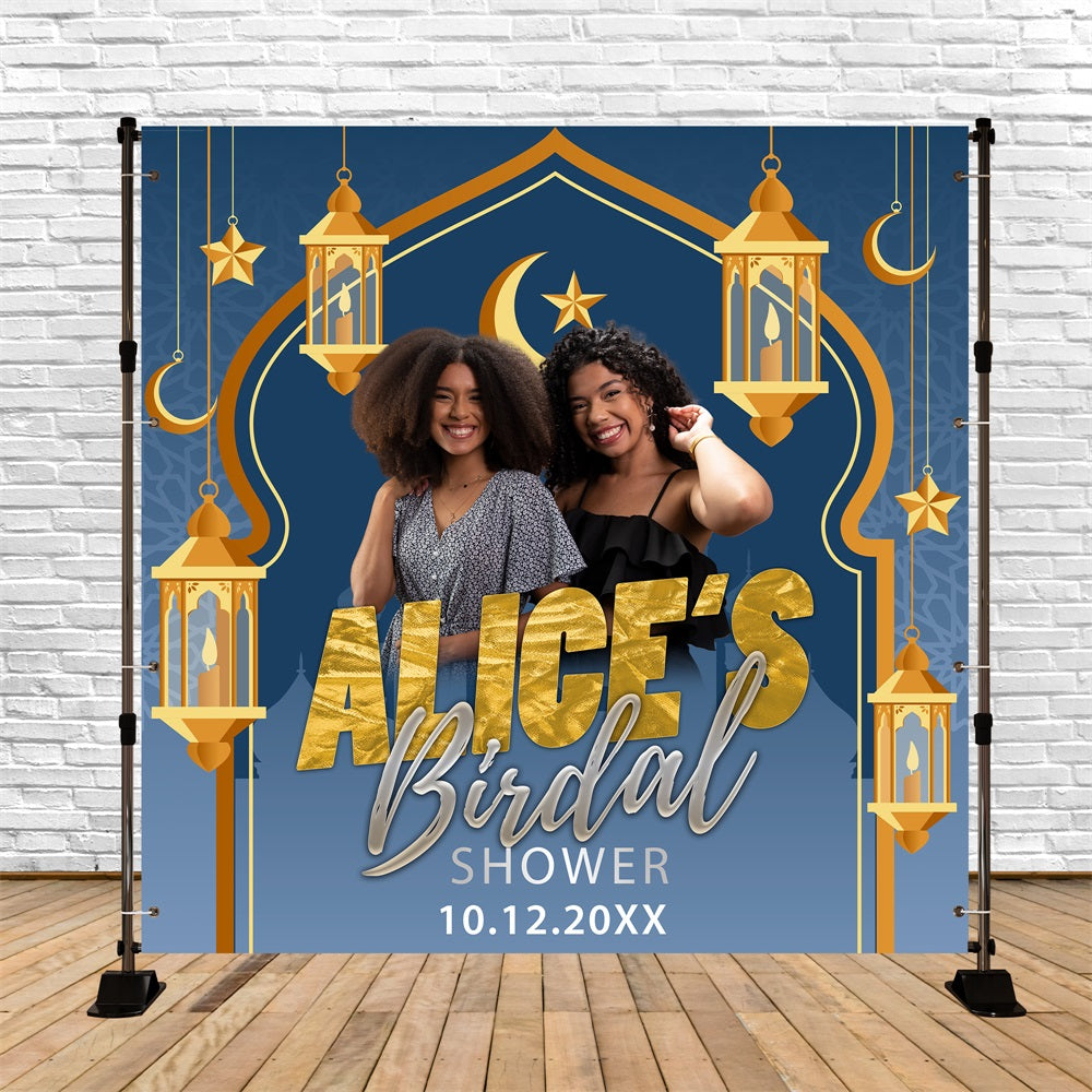 Photo Backdrop Wedding Crescent Moon Lantern Personalised Backdrop UK BRP5-188