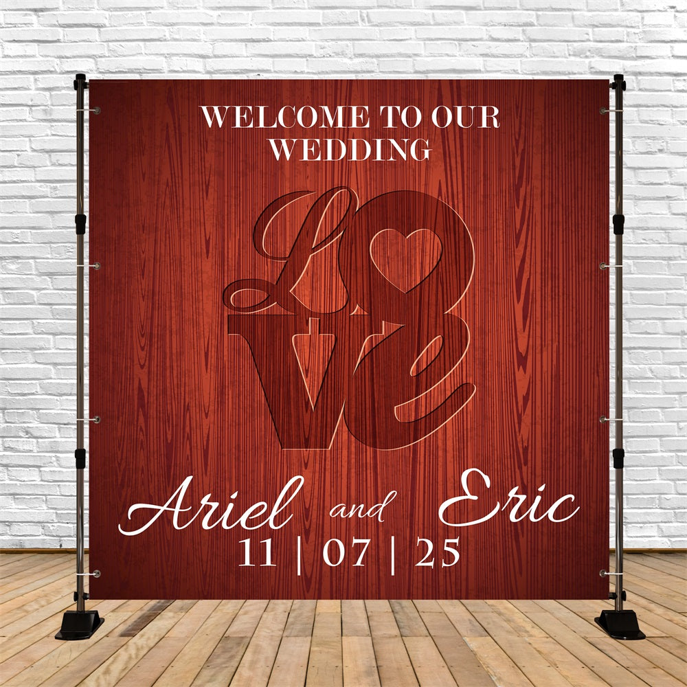 Rustic Wedding Backdrop Rustic Wood Love Personalized Backdrop UK BRP5-190