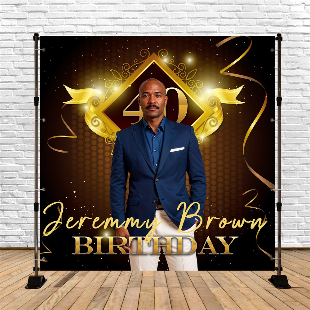 40th Birthday Backdrop Golden Banner Elegant Customized Backdrop UK BRP5-83