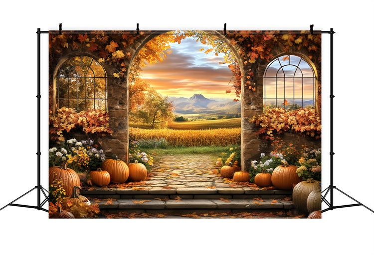 Fall Photoshoot Backdrop Harvest Archway Sunset Backdrop UK BRP57-171