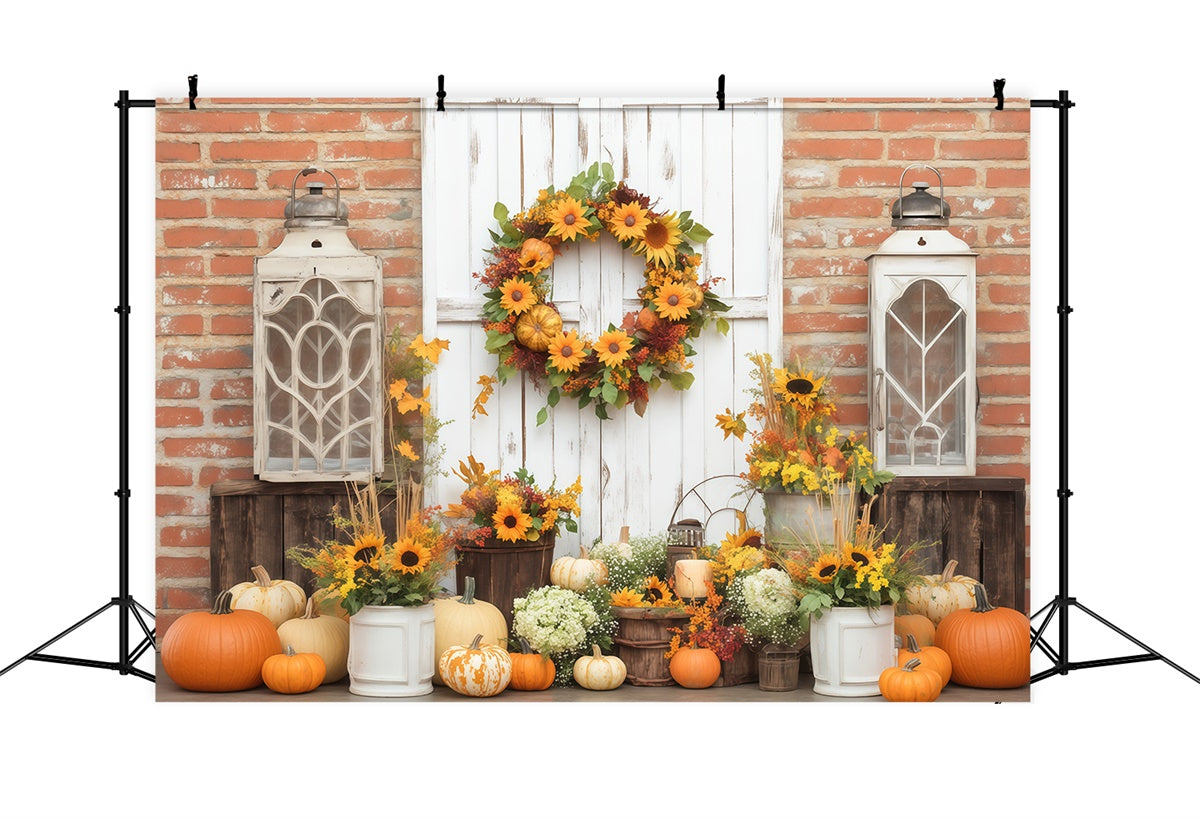 Autumn Photo Backdrop Brick Wall Fall Decor Backdrop UK BRP57-189