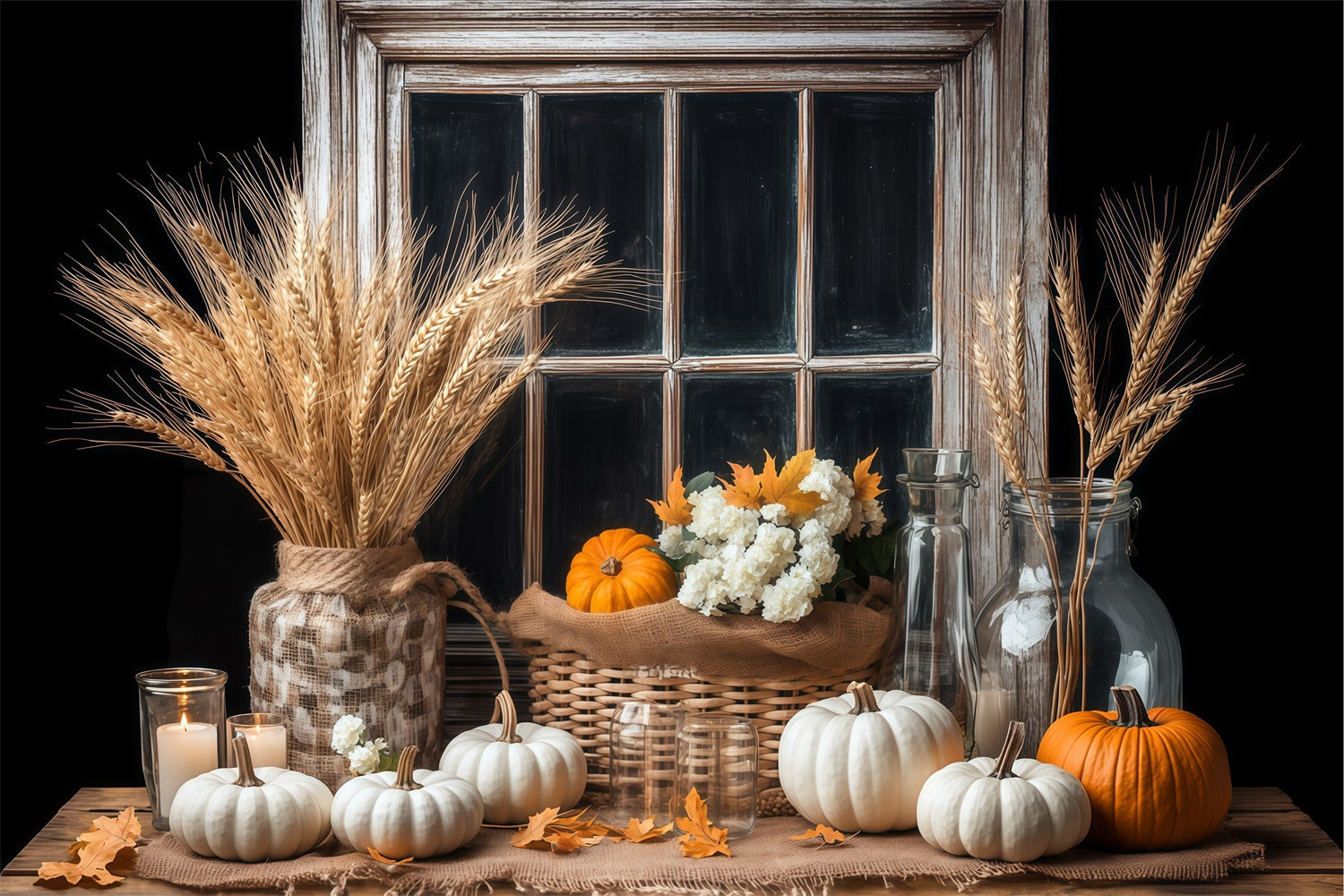 Fall Backdrop Vintage Window Autumn Harvest Backdrop UK BRP57-201