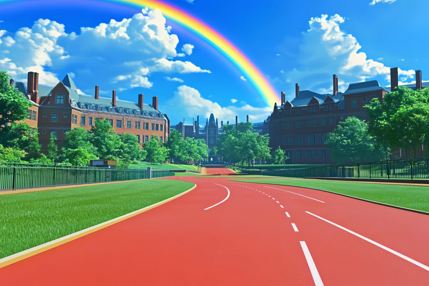 School Backdrop Rainbow Campus Red Track Backdrop UK BRP57-21