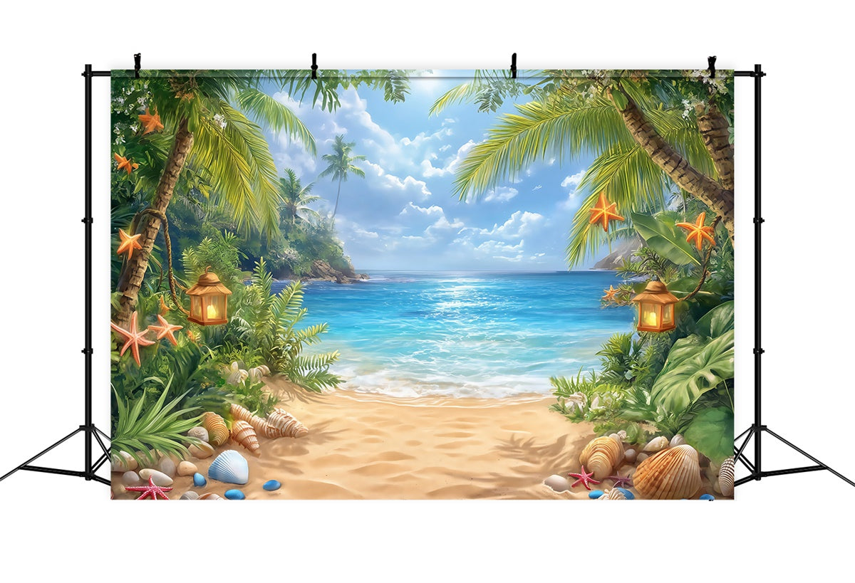 Sky Backdrop For Photography Palm Breeze Beach Backdrop UK BRP57-227